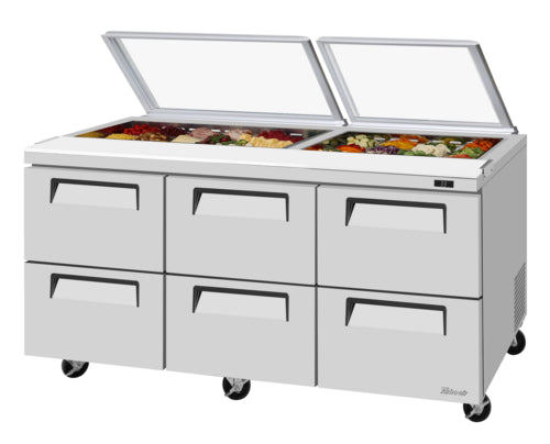 Turbo Air TST-72SD-D6-N-GL Refrigerated Counter, Sandwich / Salad Unit