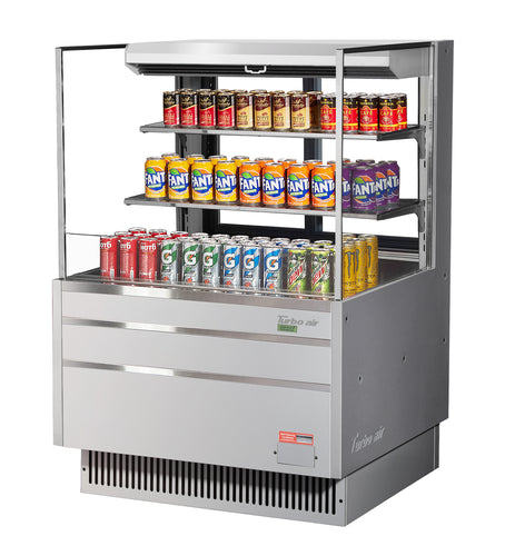 Turbo Air TOM-36L-UFD-S-3S-N Merchandiser, Open Refrigerated Display