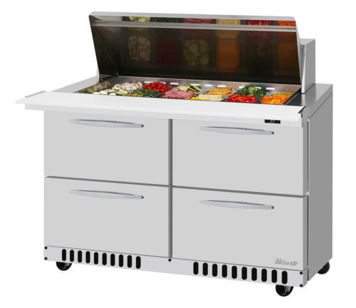 Turbo Air PST-48-18-D4-FB-N Refrigerated Counter, Mega Top Sandwich / Salad Unit