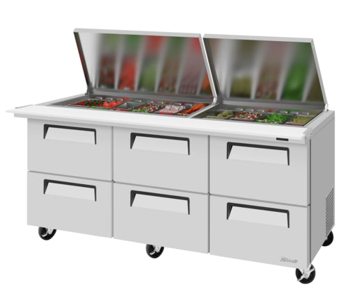 Turbo Air TST-72SD-30-D6-N-FL Refrigerated Counter, Mega Top Sandwich / Salad Unit