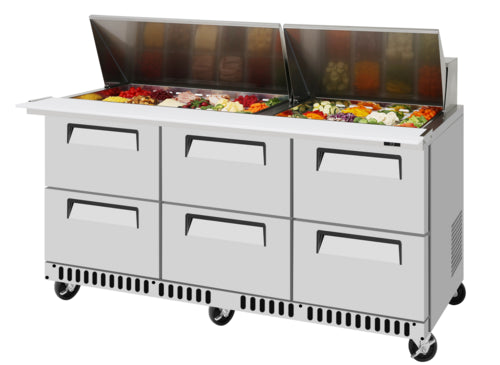 Turbo Air TST-72SD-30-D6-FB-N Refrigerated Counter, Mega Top Sandwich / Salad Unit