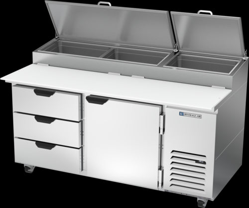 Beverage Air DPD67HC-3 Refrigerated Counter, Pizza Prep Table