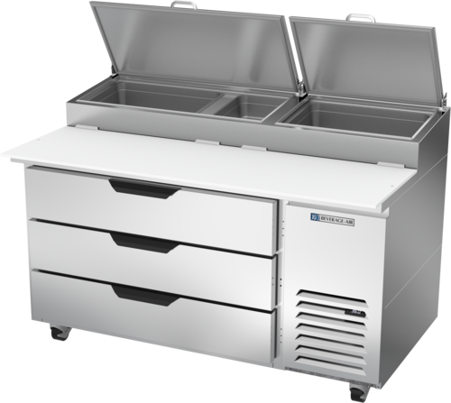Beverage Air DPD60HC-3 Refrigerated Counter, Pizza Prep Table