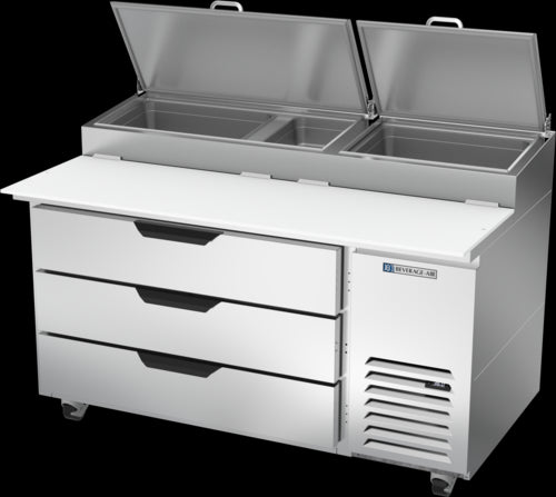 Beverage Air DPD60HC-3 Refrigerated Counter, Pizza Prep Table