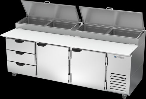Beverage Air DPD93HC-3 Refrigerated Counter, Pizza Prep Table
