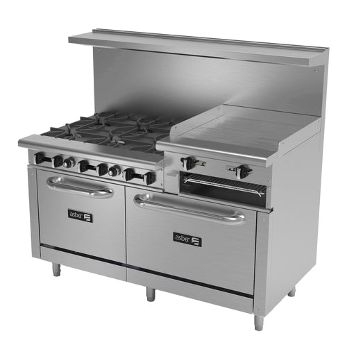 Asber AEMR-2-RG24-B6-60-H Range, 60" Restaurant, Gas