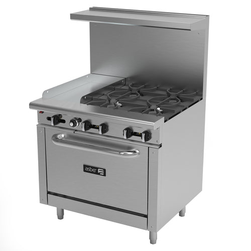 Asber AEMR-G12-B4-36 Range, 36" Restaurant, Gas