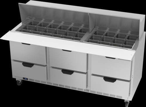 Beverage Air SPED72HC-30M-6 Refrigerated Counter, Mega Top Sandwich / Salad Unit