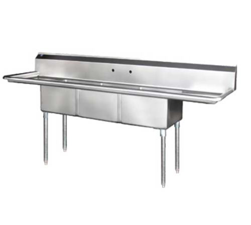 Blue Air BS3-18-12/2D Sink, (3) Three Compartment