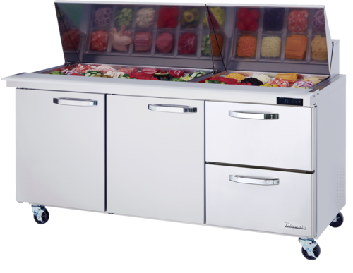 Blue Air BLMT72-D2R-HC Refrigerated Counter, Mega Top Sandwich / Salad Unit