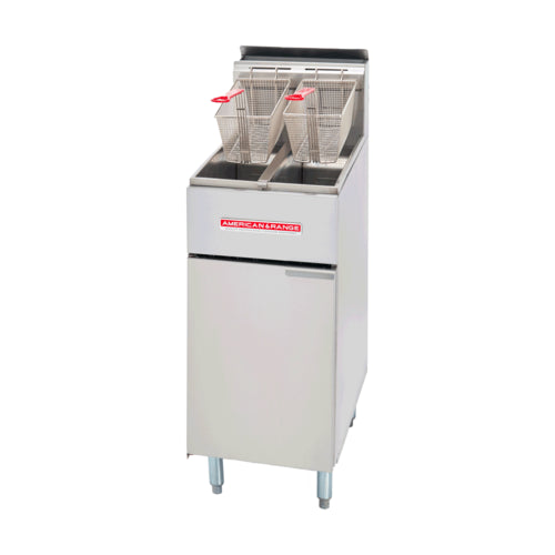 American Range AF-25/25 Fryer, Gas, Floor Model, Split Pot